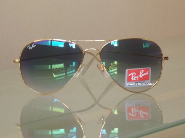 Óculos Ray Ban Espelhado Verde/Azul e Armação Dourada